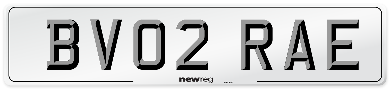 BV02 RAE Number Plate from New Reg